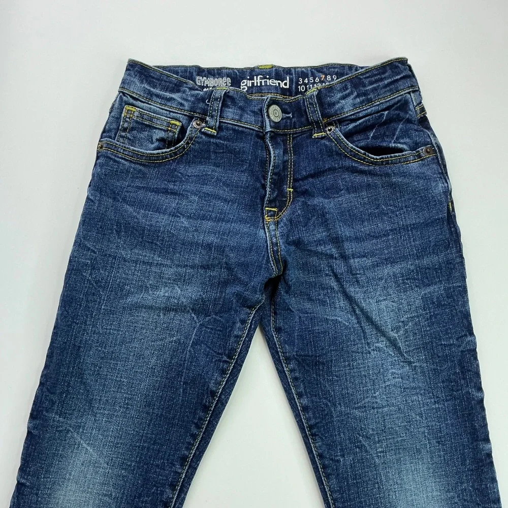 Gymboree Blue Girlfriend Jeans Kids Size 7 Adjustable Waist Dark Wash Stretch